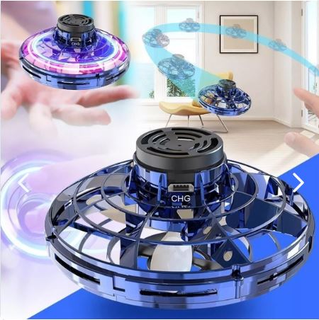 Dron Volador Fidget Spinner LED – Mini Juguete Interactivo Recargable