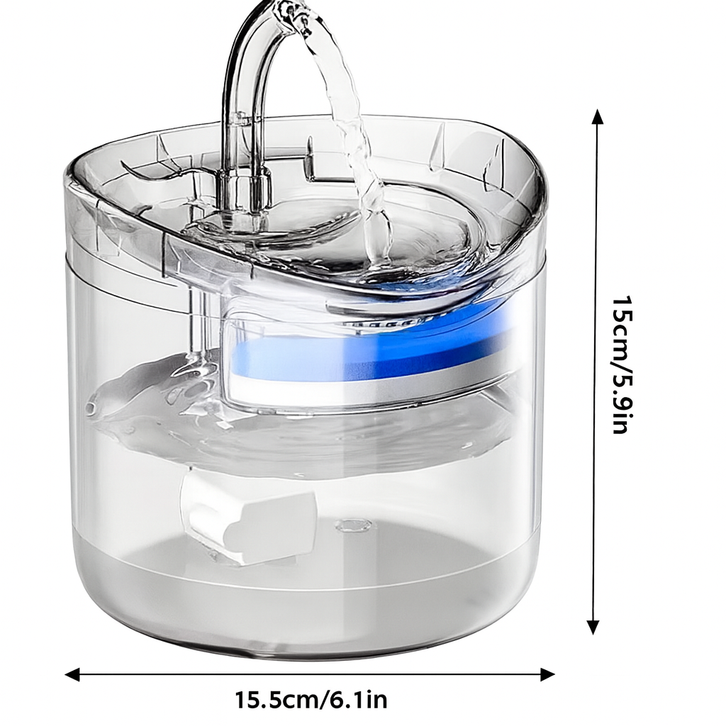 Fuente de Agua para Mascotas 1.8 L – Silenciosa y con Filtración Visible