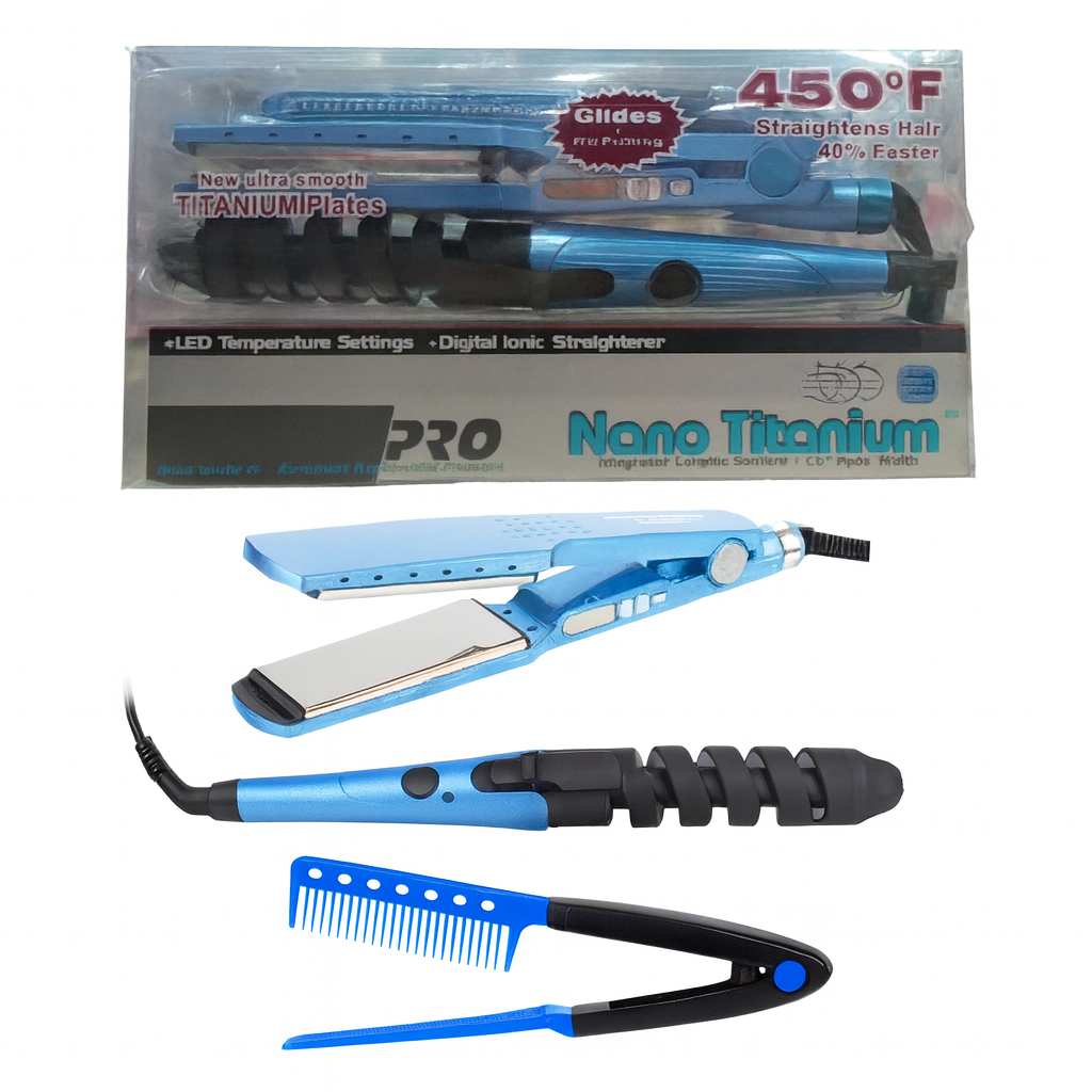 Kit Profesional Nano Titanium 3 en 1 (Plancha + Rizador + Peine)