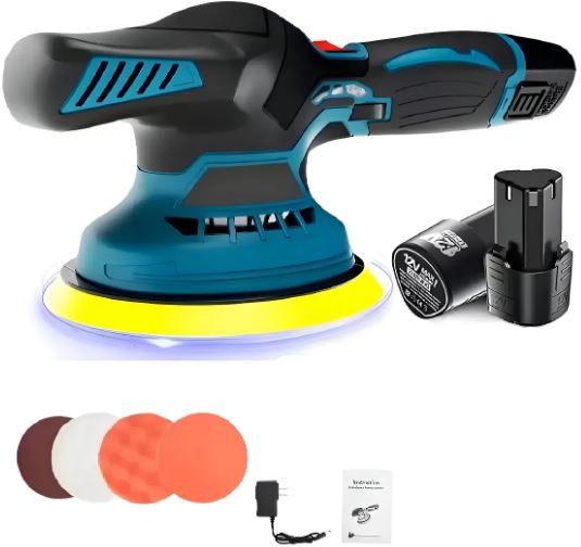 Pulidora Portátil Inalámbrica 6” para Auto y Hogar | Incluye Accesorios